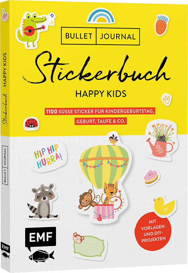 Bullet Journal – Stickerbuch Happy Kids: 1100 süße Sticker für Kindergeburtstag, Geburt, Taufe & Co. 